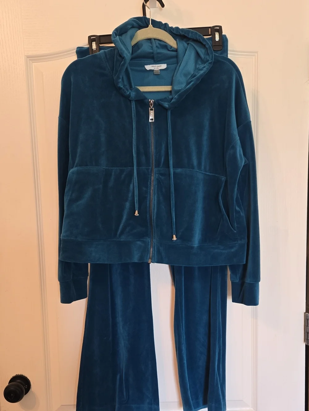 Cable & Gauge Teal Velour Hoodie Jacket and  Pants Set
